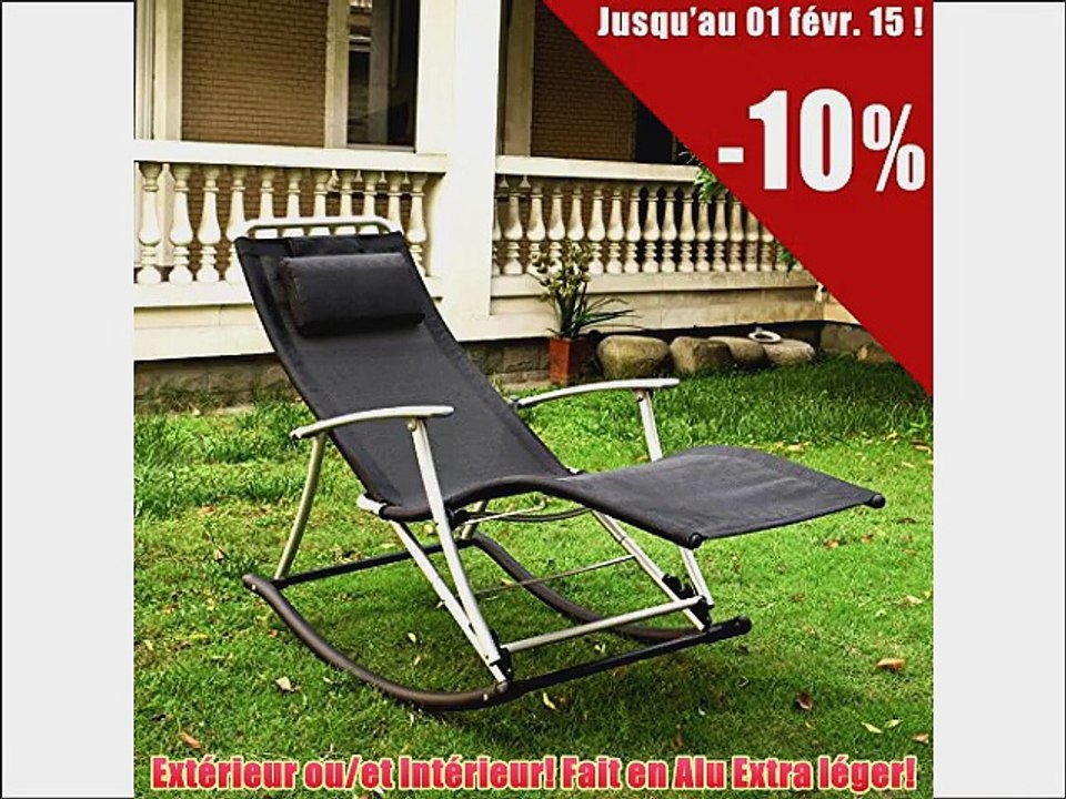 SoBuy OGS18 Fauteuil ? bascule pliant avec repose-pieds en Alu Rocking Chair Transat de jardin