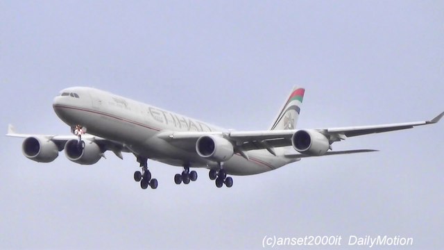 Airbus A340 Etihad Airways Landing in Frankfurt Airport