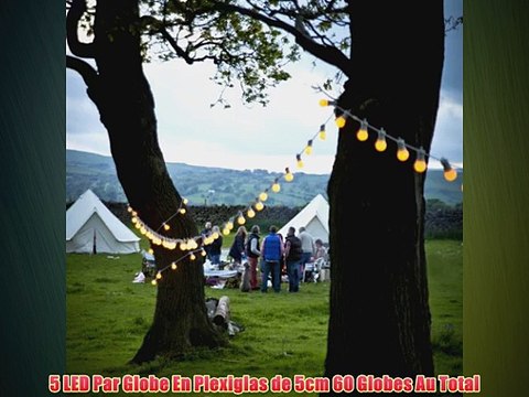 Guirlande Lumineuse 31v 60 Globes En Plexiglas ? LED Blanches Chaudes 15m C?ble BlancType U