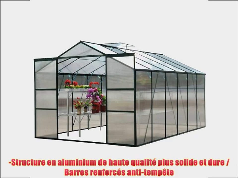 LUXE SERRE DE JARDIN EN ALUMINIUM ET POLYCARBONATE ANTI-TEMP?TE 310X250X197CM775 M? NEUF 00