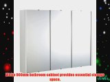 Trueshopping 900mm Gloss White Minimalist Bathroom Mirror Storage Cabinet Unit With 2 Internal