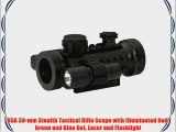 BSA 30-mm Stealth Tactical Rifle Scope with Illuminated Red Green and Blue Dot Laser and Flashlight