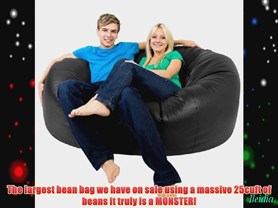 XXXL Bean Bag MONSTER Double - Faux Leather BLACK Giant Bean Bags - Beanbag Big Enough for