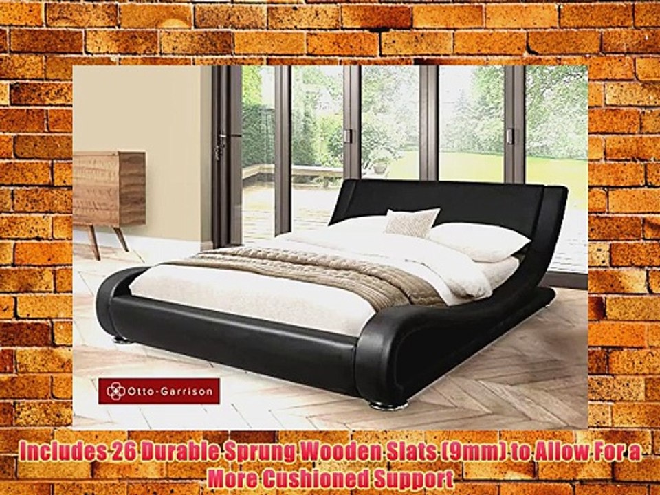 Otto-Garrison Modern Italian Designer King Size Bed Upholstered in Faux Leather 5 ft Black