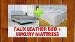 4ft Small Double Prado Faux Leather Bed In White With Luxury Semi Orthopaedic Mattress