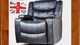 New Chunky Black Leather Cinema Recliner Chair Massage Swivel Rock Heat Gaming Reclining