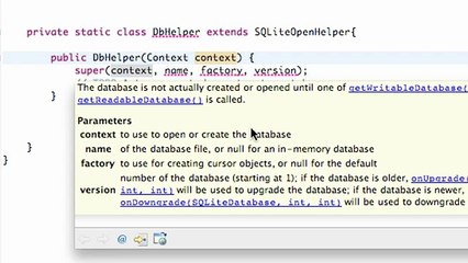 Android Application Development - 113 - SQLite class implementing SQLiteOpenHelper