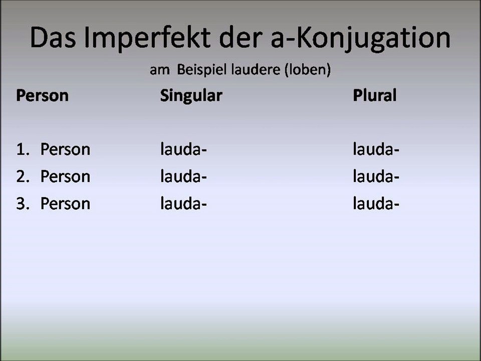 Das Imperfekt der a-Konjugation