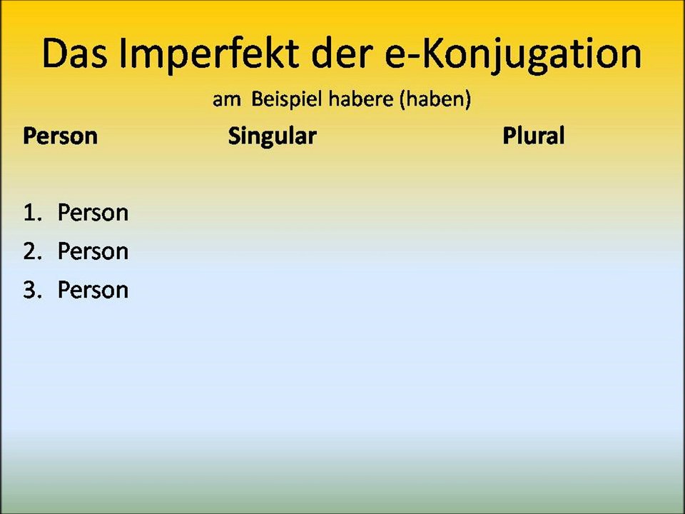 Das Imperfekt der e-Konjugation