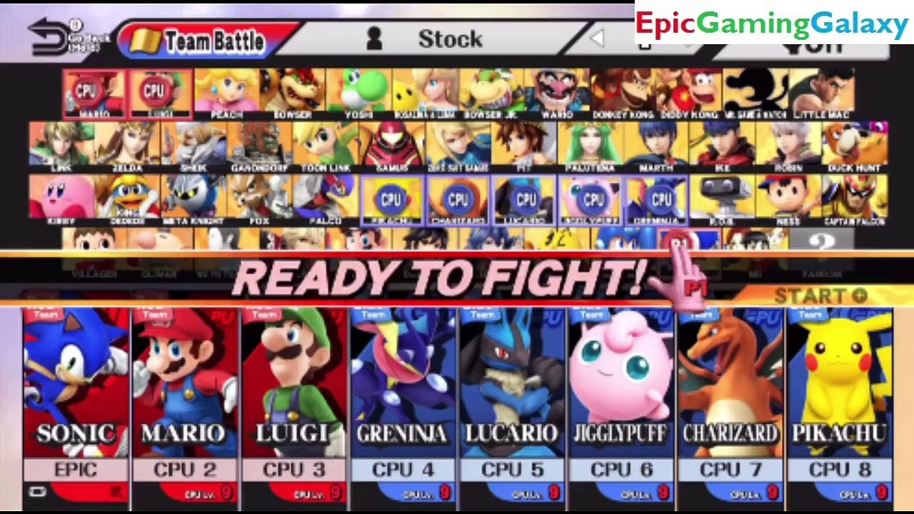 Sonic And Mario Brothers Vs Pokemon Team In A Super Smash Bros For Wii U 8 Player Team Battle Video Dailymotion
