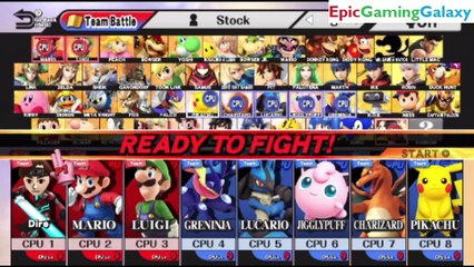 Mii Fighter And Mario Brothers VS Pokemon Team In A Super Smash Bros. For Wii U 8 Player Team Battle