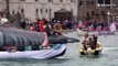 A flying pianist kicks off Venice Carnival