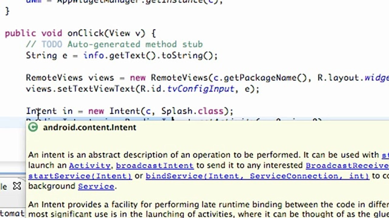 Android Application Development - 167 - PendingIntent and widget Buttons