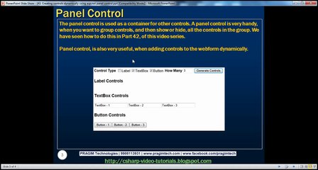 Active-Server-Pages-Asp-Creating-controls-dynamically-using-aspnet-panel-control-Step-by-Step-Lesson-43