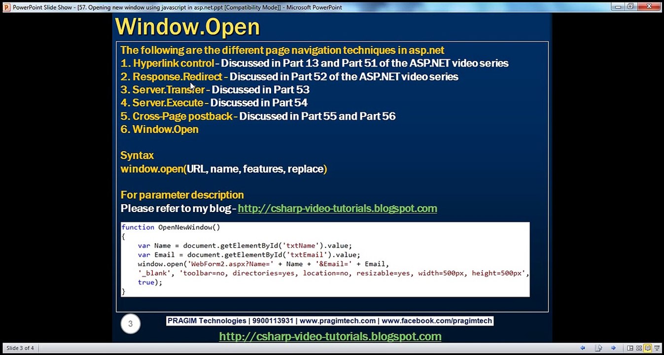 Active-Server-Pages-Asp-Opening-new-window-using-javascript-in-aspnet-Step-by-Step-Lesson-57