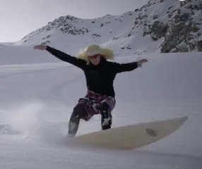 Insane guys are surfing in the snow