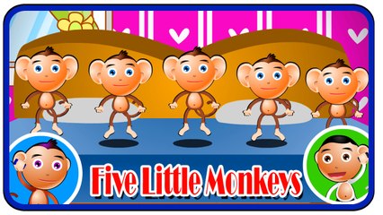 Five Little Monkeys Funny Rhyme  - Cute Animation For kids Rhymes