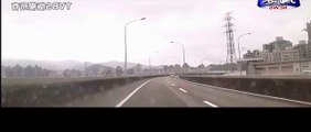 Dashcam footage captures Taiwan plane crash.