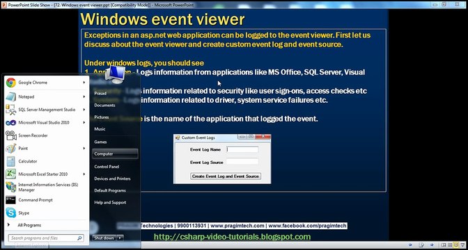 Active-Server-Pages-ASPNET-Windows-event-viewer-step-by-step-Lesson-72