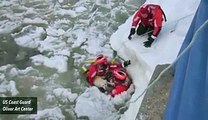 Coast Guard Rescue Dog From Freezing River in US