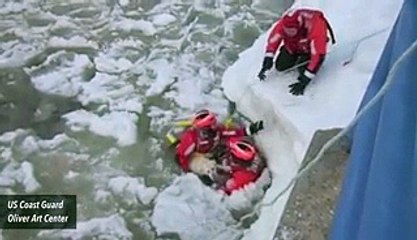 Coast Guard Rescue Dog From Freezing River in US
