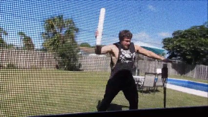 Ridiculous Guy Street Fighting with Pool Noodle
