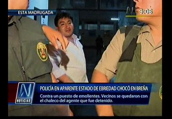 Breña: policía chocó su vehículo contra puesto de emoliente