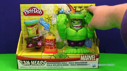 PLAY DOH Marvel Incredible Hulk & IronMan Can Head Play Doh Video Review