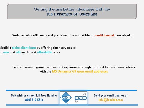 MS Dynamics GP Users Email Addresses and Mailing Database