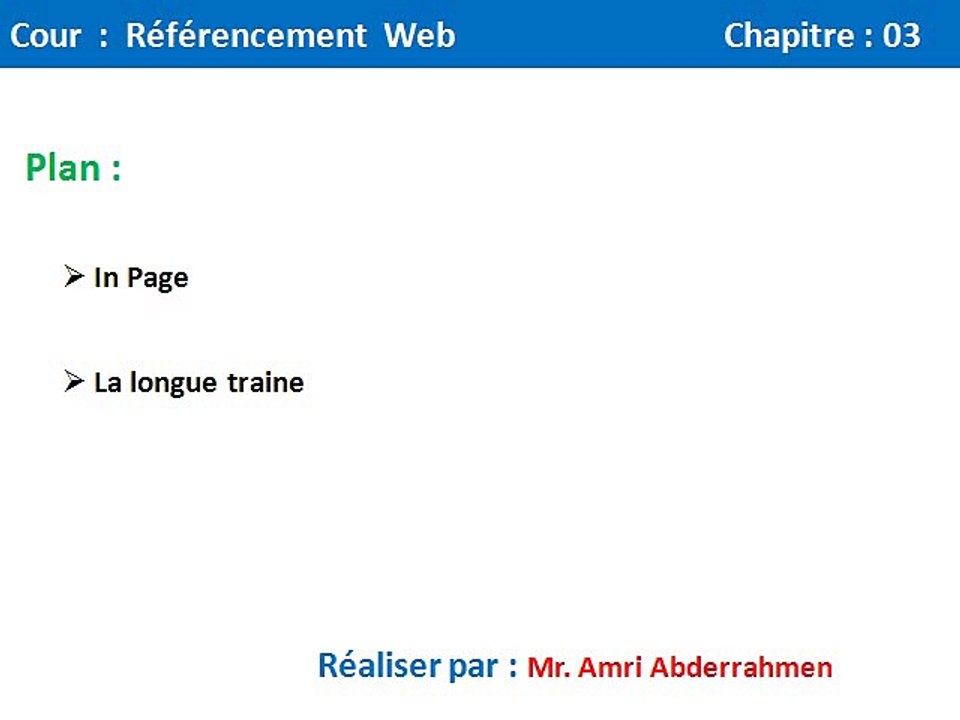 Référencement web chapitre 03