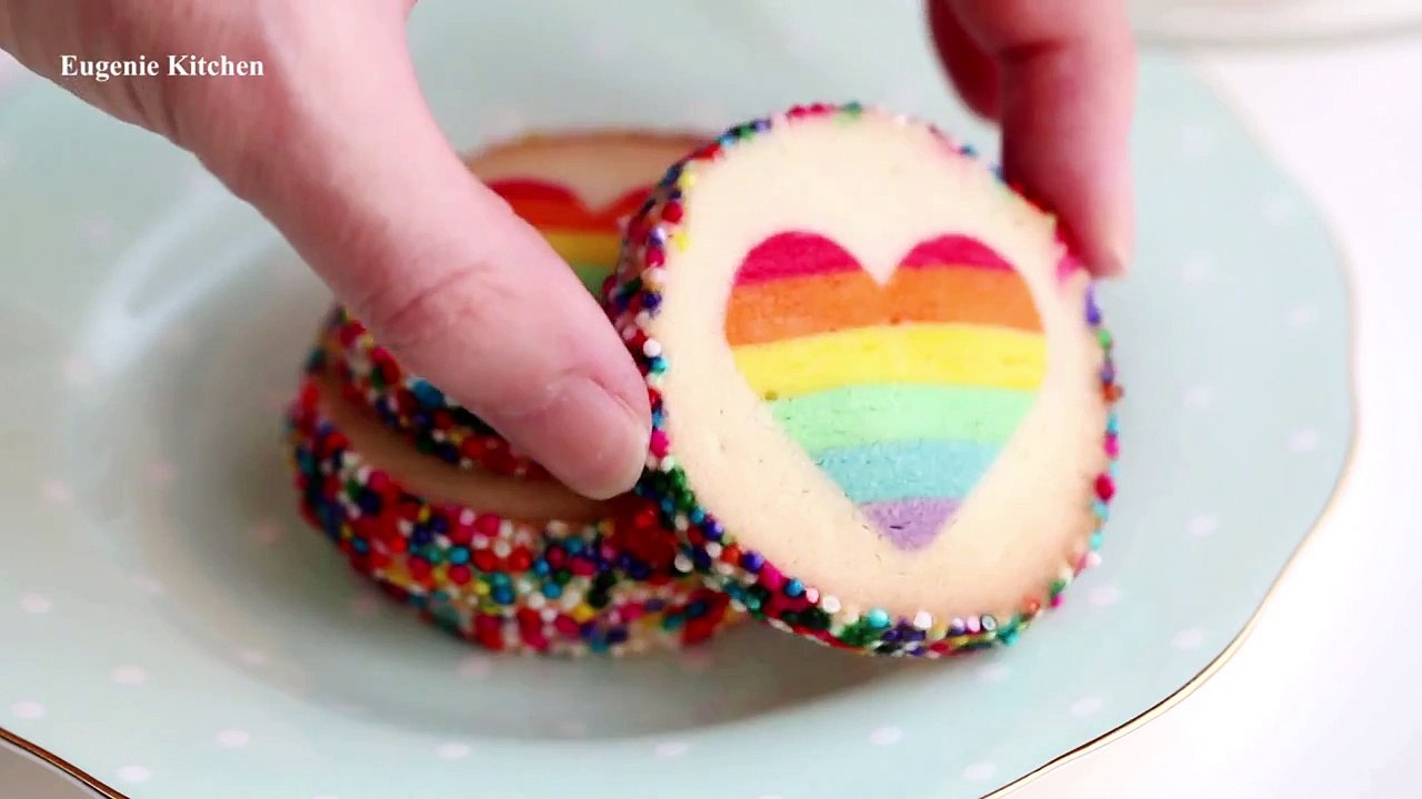 무지개 하트 쿠키 Rainbow Heart Cookies "유지니 쿠키 Eugenie Cookies"