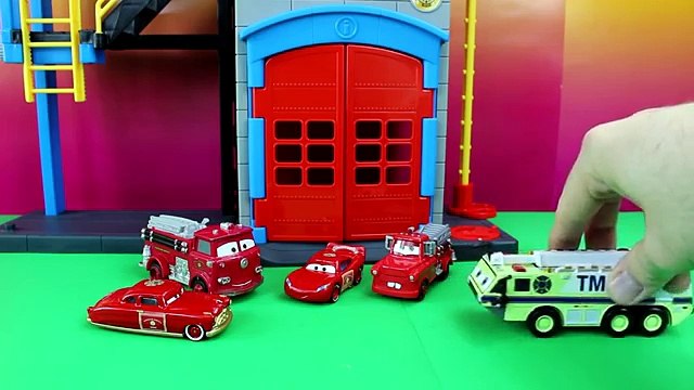 Disney Pixar Cars Doc Hudson Joins Lightning McQueen Mater and Red Rescue Squad Fire Truck