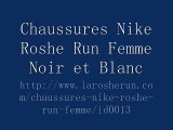 chaussures nike roshe run id femme (noir/blanc/blanc logo)