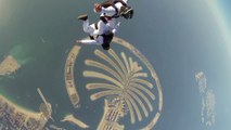 Incredible Synchronized Skydive in the blue sky of Dubai