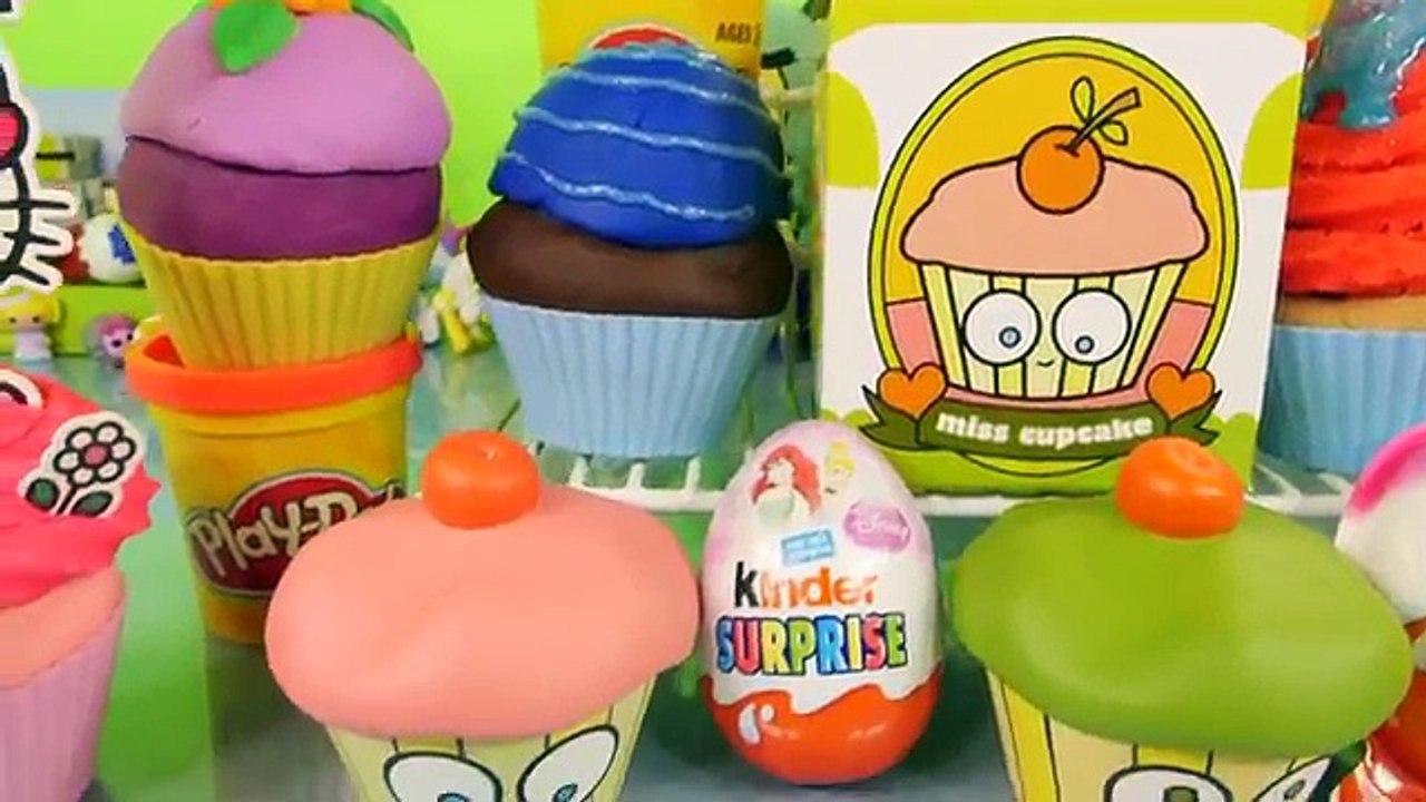 Play Doh Surprise Cupcake Desserts Toys Kinder Joy Eggs DCTC Playdough Videos For Children