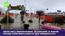 Neve nell'entroterra, alluvione Rimini. Disagi sulla Marecchiese per allagamenti