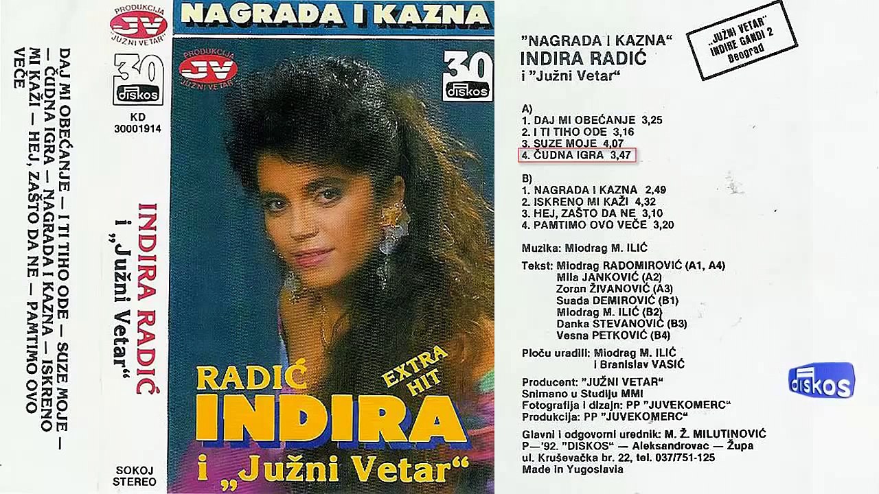 Indira Radic i Juzni Vetar Nagrada i kazna - (Audio 1992) - CEO ALBUM