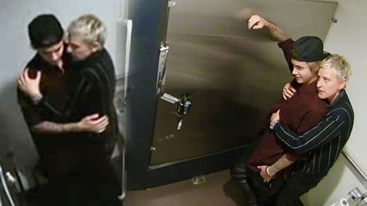 Ellen DeGeneres & Justin Bieber's Bathroom Prank