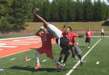 League Football Player Jarius Jordan Reaches for an Incredible Catch