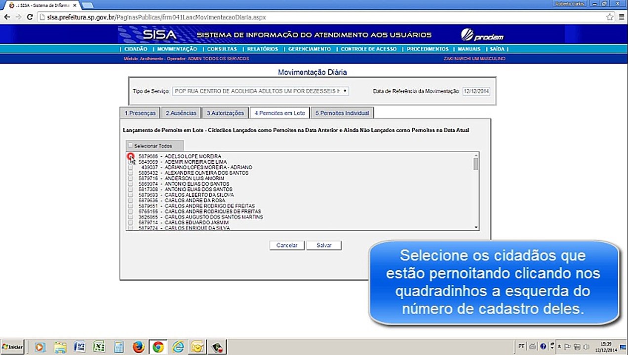 SiSA - Lançamento em lote