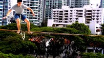 Slackline KL- Urban Highlining at 'Scape, Singapore (1)