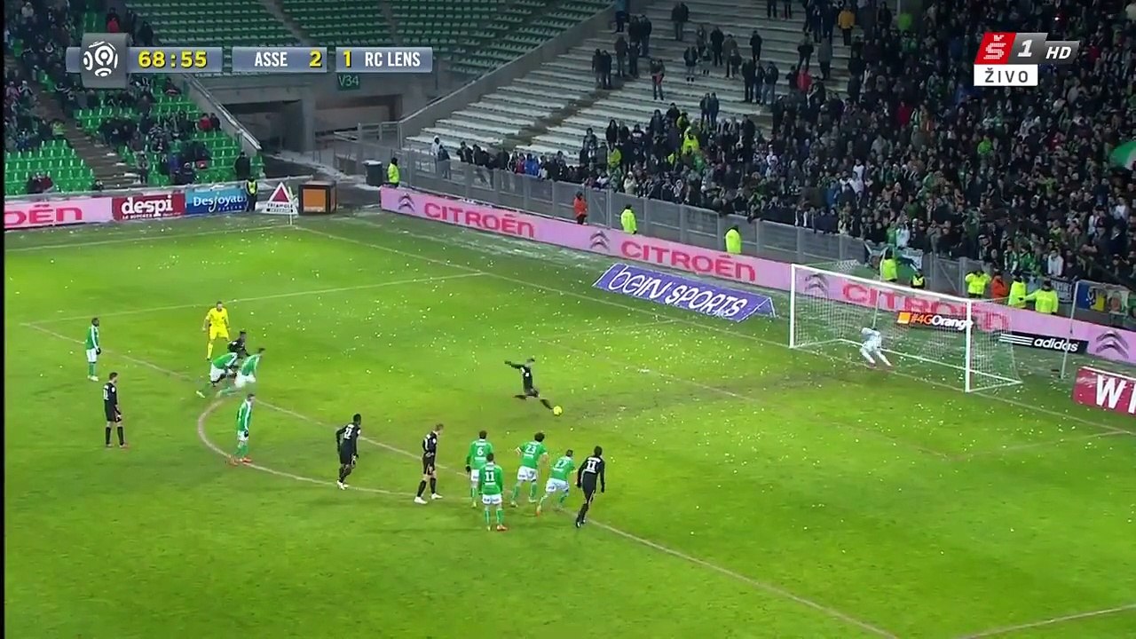 Yoann Touzghar 2:2 Penalty Kick | Saint Etienne - Lens 06.02.2015 HD