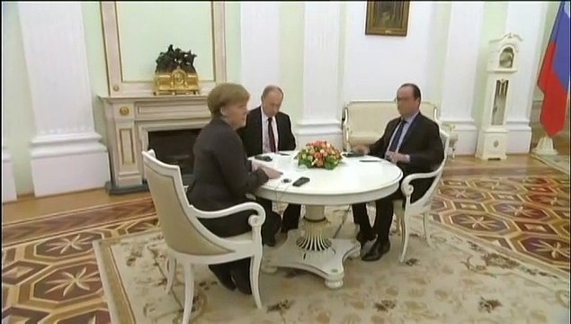 Vladimir Poutine recevait François Hollande et Angela Merkel au Kremlin [06.02.2015]