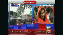 PMLN supporter chants Go Nawaz Go outside Election Commission Lahore 07 February 2015