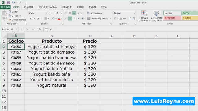 4.Curso básico de Excel El cuadro de nombres (Clase 4 de 25)