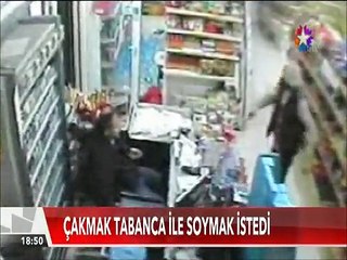 Çakmak tabanca ile Market soymaya kalktı canını zor kurtardı
