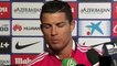 Cristiano Ronaldo gets angry with a reporter after the win Atletico Madrid 4-0 Real 2015