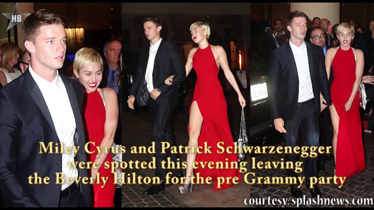 Miley Cyrus & Patrick Schwarzenegger Spotted Leaving For The Pre Grammy Party (Grammys 2015)