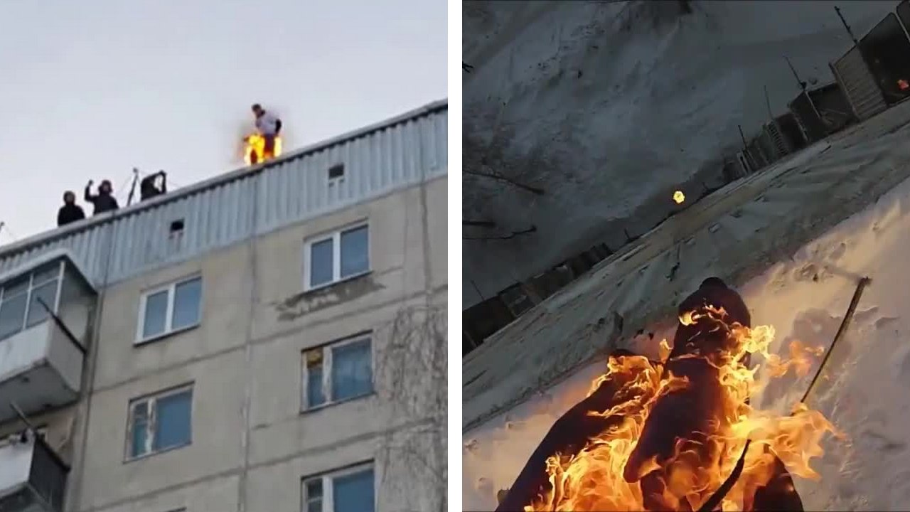 Un Russe s'enflamme et saute du 8ème étage d'un immeuble