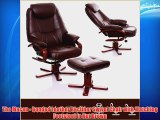 The Macau - Bonded Leather Recliner Swivel Chair with Matching Footstool in Nut Brown